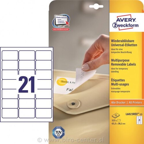 Avery Zweckform Odstranljive univerzalne etikete 63,5 x 38,1 mm Slike