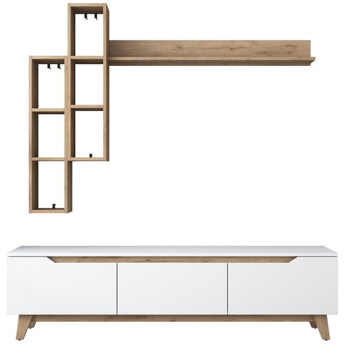 Kalune Design Bijeli/u prirodnoj boji TV set u dekoru oraha 180x49 cm Linh – Cijene
