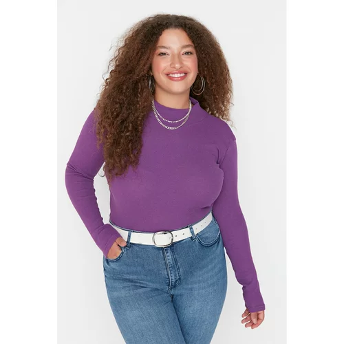 Trendyol Curve Purple Long Sleeve Knitted Blouse