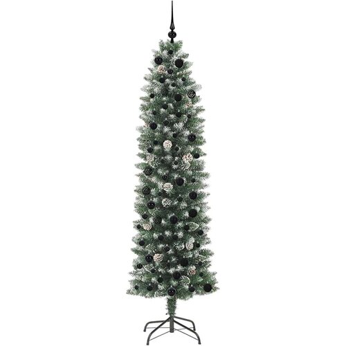 VidaXL Umjetno vitko božićno drvce s stalakom Zelena i bijela 210 cm Slike