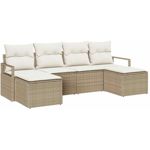 vidaXL Vrtna sedežna garnitura z blazino 6 pcs Bež in smetanova, (5000021590) Cene