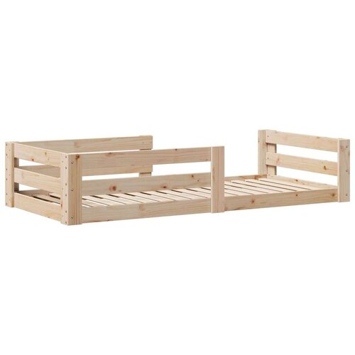 VidaXL Posteljni okvir brez vzmetnice 90x200 cm trdna borovina Slike