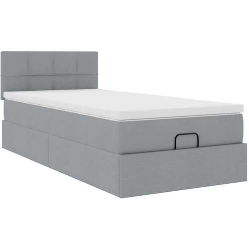 vidaXL Otomanski okvir kreveta s madraca svijetlosivi 90x190cm tkanine Cene