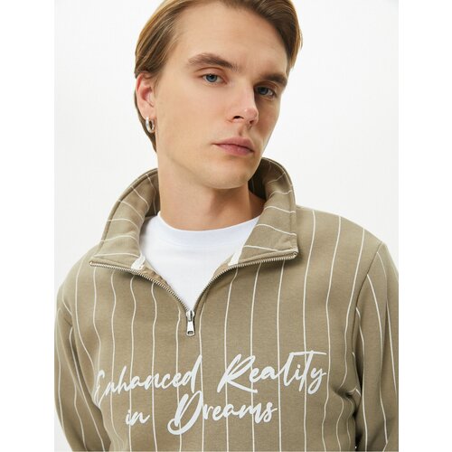 Koton Half Zipper Sweatshirt Motto Printed High Neck Slike