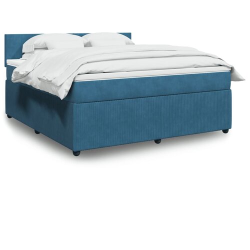 vidaXL Box spring postelja z vzmetnico modra 180x200 cm žamet Cene