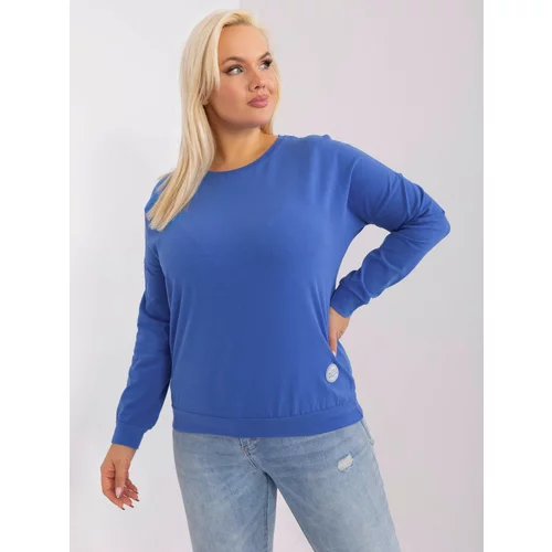Fashion Hunters Navy blue plus size blouse with long sleeves