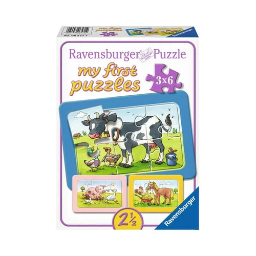 Ravensburger Puzzle - my first puzzles - Dobri živalski prijatelji, 3 x 6 delov