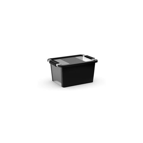 Kis Črna plastična škatla za shranjevanje s pokrovom 36,5x26x19 cm Bi-Box S – Cene