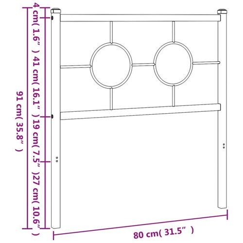  Metalno uzglavlje za krevet crno 75 cm Slike