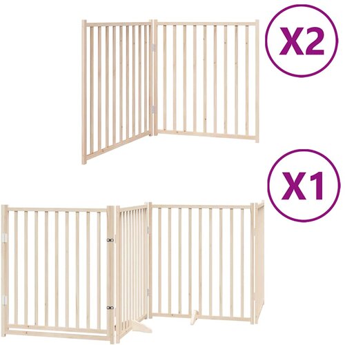  Vrata za pse s vrata&amp;scaron;cima 8 panela sklopiva 640 cm drvo topole Smeđa 80 x 90 x 2 cm Slike