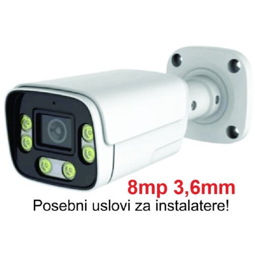 Gembird CAM-IP8MP-HAQ60D gmb kamera 8mp P6SLite 3.6mm-F1.4 starlight poe IP66 dual led 6xIR+6xFull color mic Cene
