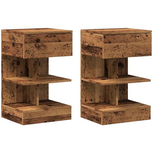 Maison Chic Dvo delni komplet Nočne omarice - Nočne mize starinski les 40x35x65 cm inženirski les, (21687599) Slike