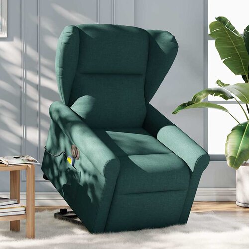 Maison Chic Električni masažni naslanjač - Relax naslanjač s funkcijo vstajanja temno zelen, (22062205) Cene