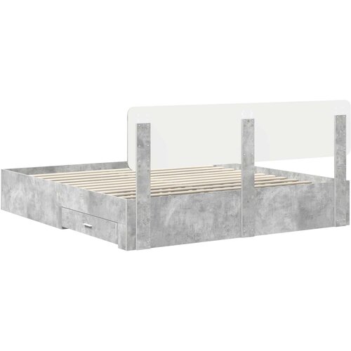  Krevetna konstrukcija s ladicama Betonski sivi 200 x 200 cm Siva 203 x 203 x 90 cm Slike