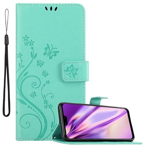 Cadorabo Huawei Y9 2019 v klasično srebrno - ovitek v cvetličnem dizajnu z magnetnim zapiranjem, stoječo funkcijo in režami za kartice, (20563844) Cene