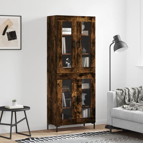 VidaXL Visoka komoda dimljen hrast 69,5x34x180 cm inženirski les Slike