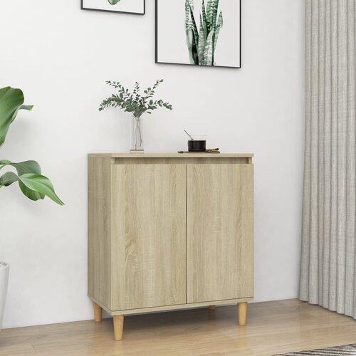 VidaXL Komoda z lesenimi nogami sonoma hrast 60x35x70 cm iverna plo&amp;scaron;ča Slike