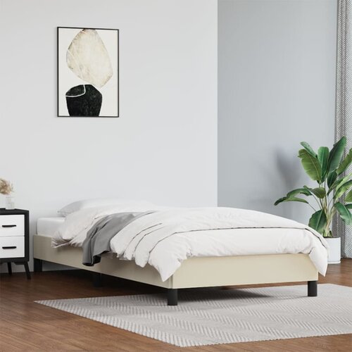 vidaXL Posteljni okvir krem 90x200 cm umetno usnje Cene