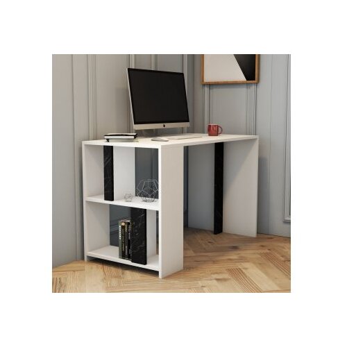 Hanah home Lima - White, Black Marble WhiteBlack Study Desk Slike