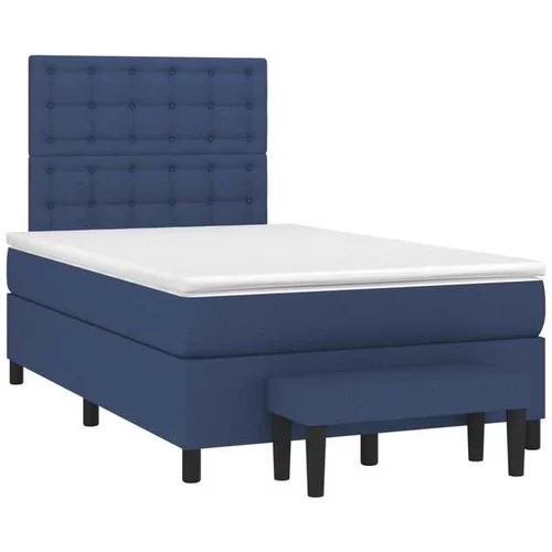 vidaXL Box spring postelja z vzmetnico modra 120x190 cm blago