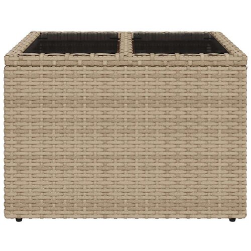 VidaXL vrtni stol sa staklenom pločom bež 55x55x37 cm od poliratana Slike