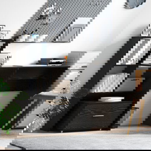 VidaXL Miza Črni hrast 131.5 x 50 x 106.5 cm Konstruiran les Slike