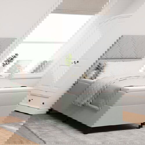 vidaXL Box Spring Krevet s Madracem i LED Svjetlom Svijetlosiva 80x200 cm Baršun Cijene