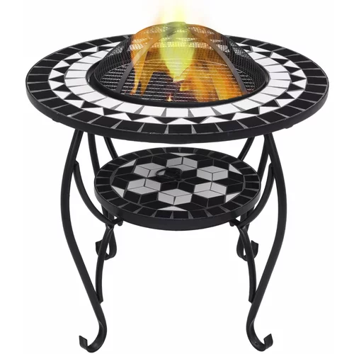  Mozaični stolić s ognjištem crno-bijeli 68 cm keramički