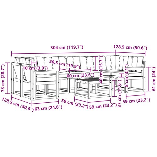  Set vanjskih sofa 8 kom. Prirodna i bež Slike