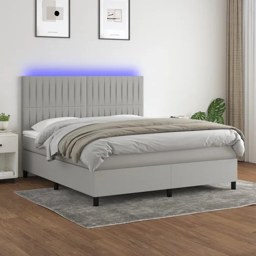  box spring s madracem LED svjetlosivi 160x200 cm tkanina