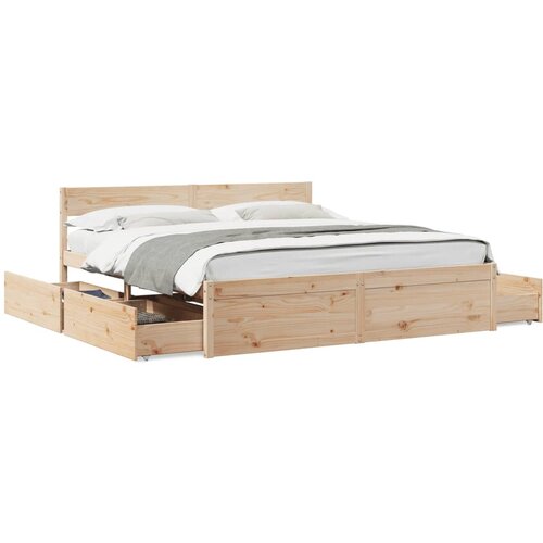 VidaXL Posteljni okvir s predali 200x200 cm trdna borovina Slike