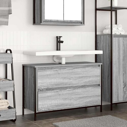vidaXL Kopalniška omarica s predali siva sonoma 90x34,5x60 cm Cene