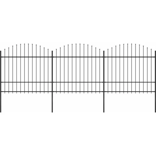  Vrtna ograja s koničastimi vrhovi jeklo (1,5-1,75)x5,1 m črna