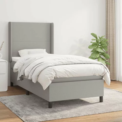  Box spring postelja z vzmetnico svetlo siva 90x200 cm blago, (20790064)