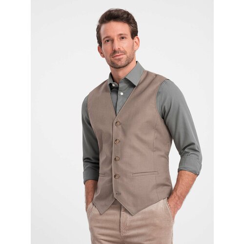 Ombre Men's suit vest without lapels - beige Cene