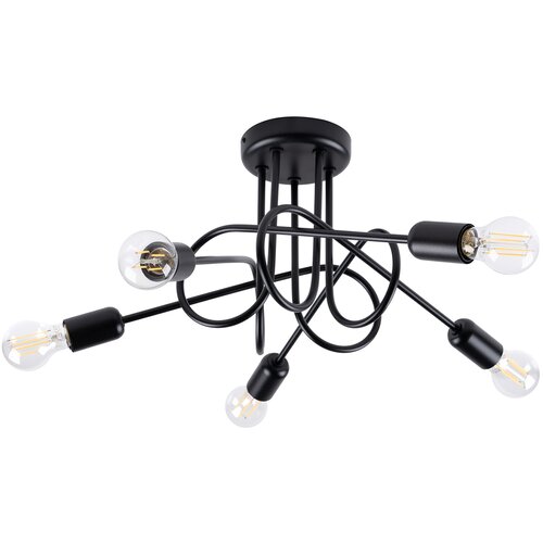Sollux Lighting Sollux SL.1435 - Plafonski luster LOOP 5xE27/15W/230V crni Slike