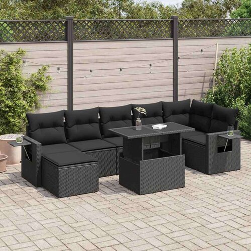  8-dijelni set vrtnih sofa od poliratana s jastucima crni Cijene