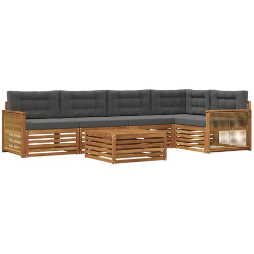 vidaXL Zunanja garnitura za sedenje 6 pcs Naravna in antracitna, (5000281392) Cene