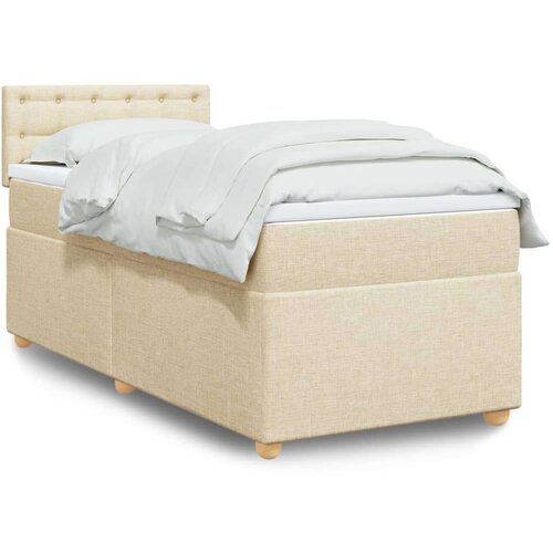 vidaXL Box spring postelja z vzmetnico krem 90x190 cm blago, (21291165) Cene