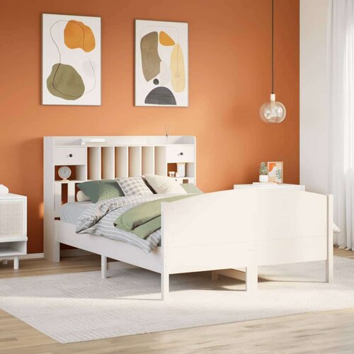 vidaXL Krevet s regalom z knjige bez madraca bijeli 160x200cm borovina Cijene