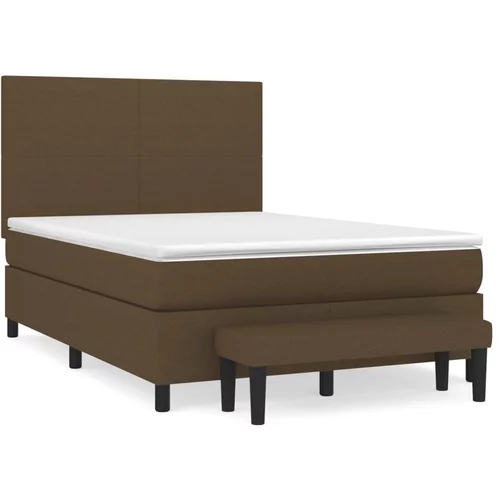 vidaXL Box spring postelja z vzmetnico temno rjava 140x200 cm blago, (20899577)