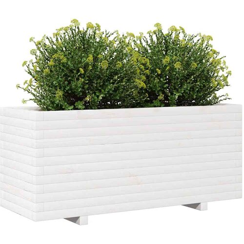  Vrtna sadilica bijela 110x40x49,5 cm od masivne borovine Slike
