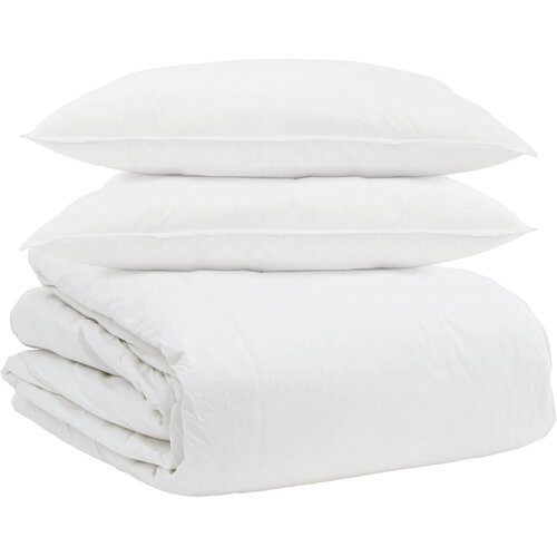 VidaXL Komplet odej z blazino 3 pcs Bela Perje, (5000147587) Slike