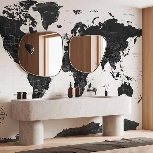  Foto tapeta - Black and White Map 400x280 Vodootporna Cene