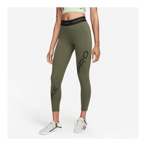 Nike Leggings Pro Mid-Rise 7/8 Graphic Cargo Khaki/Black - L, (21581995) Cene
