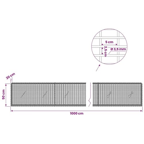  Gabion s žicom debljine 3 5 mm i mrežom 5x2 5 cm 1000x20x50 cm - 20 cm 50 cm 1000 cm Slike