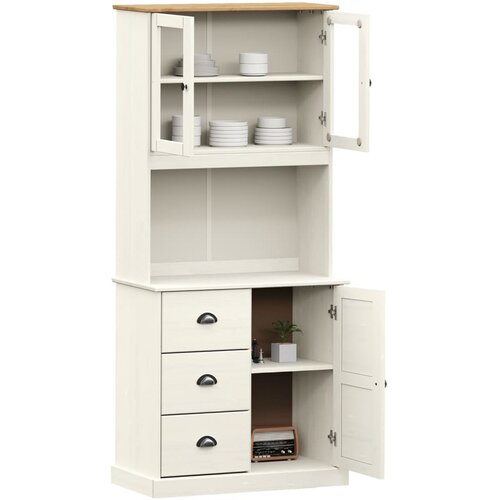 Visoka komoda VIGO bijela 78 x 40 x 175 cm od masivne borovine Slike