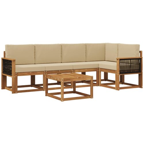 vidaXL Zunanja garnitura za sedenje z blazino 6 pcs Naravna in bež, (5000282269) Cene