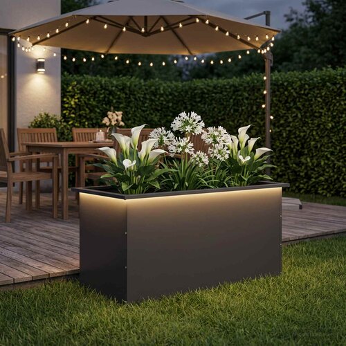  Vrtna posuda za sadnju s LED svjetlom Crna 50 x 100 x 48 cm Cene