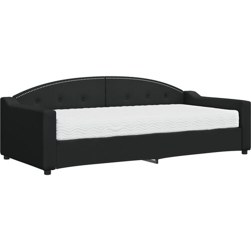 vidaXL Dnevna postelja z vzmetnico črna 90x200 cm blago, (20936738) Cene